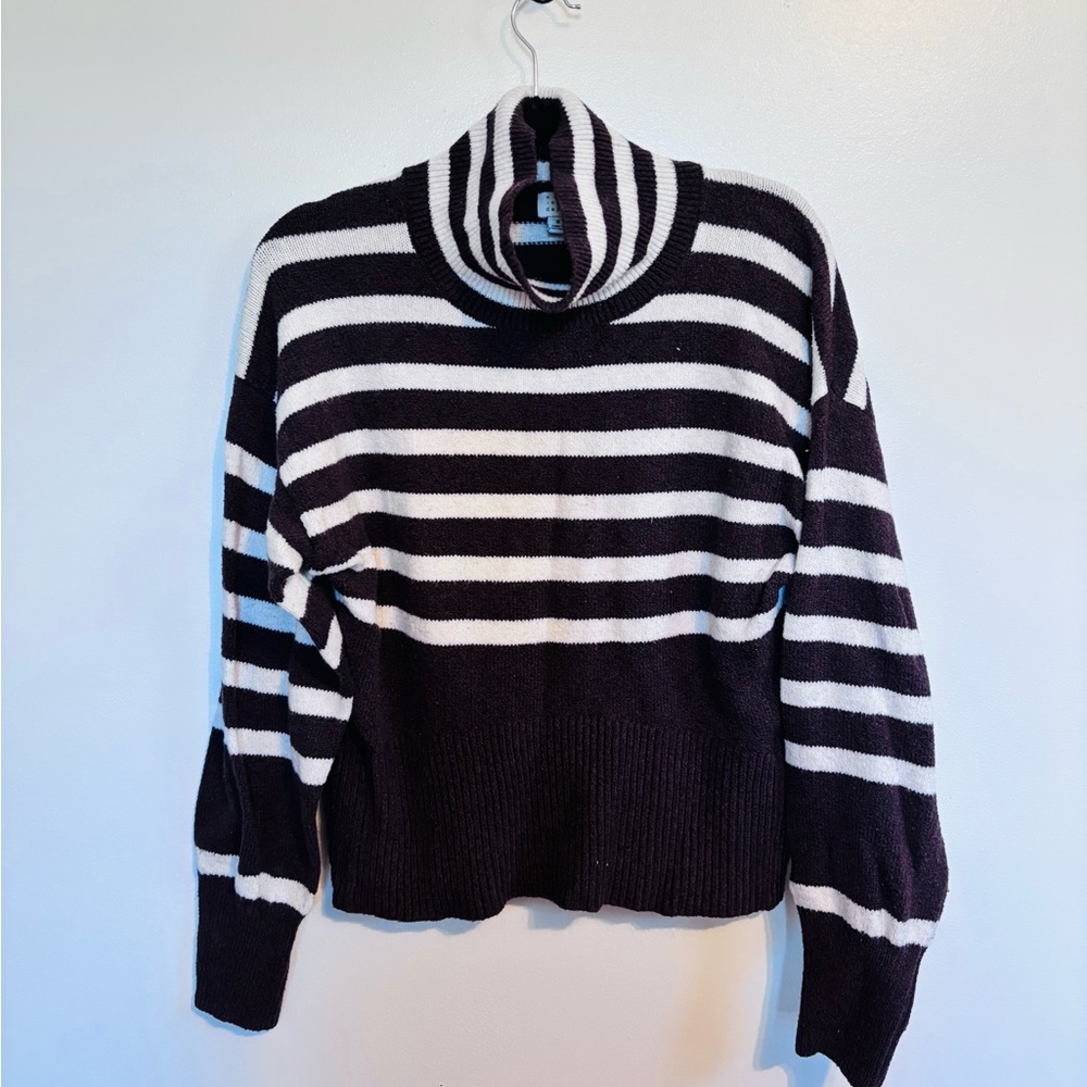 A new day brown and white striped sweater with turtleneck size small